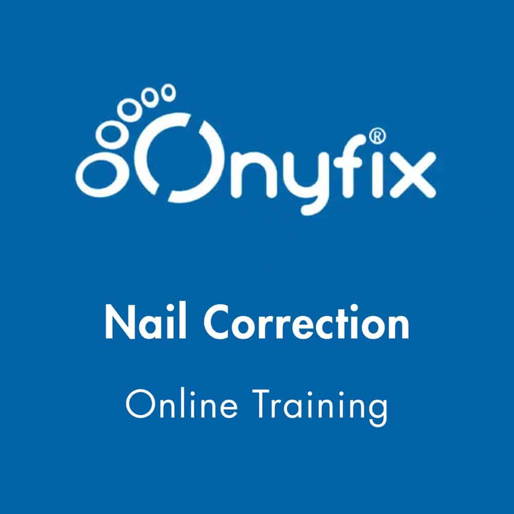 Logo for Onyfix Nail Correction Online Training on a blue background
